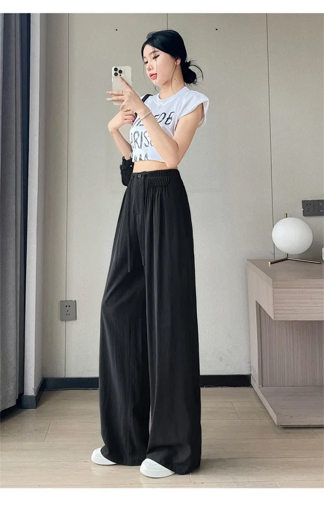 Summer New Tencel Linen Wide-Leg Pants Detail