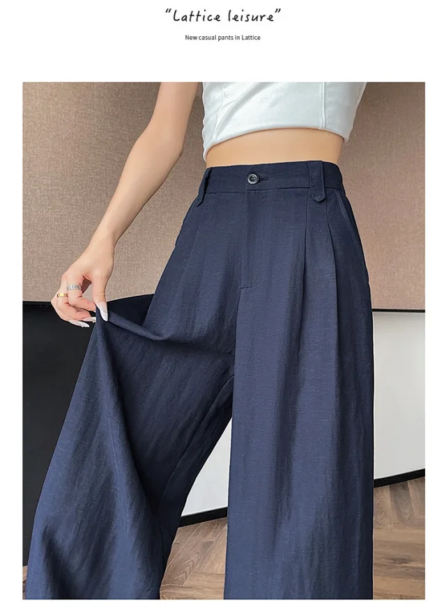 2025 Summer Korean Wide-leg Suit Pants for Women Detail