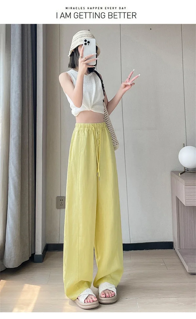 Lyocell Linen Wide - leg Pants Detail