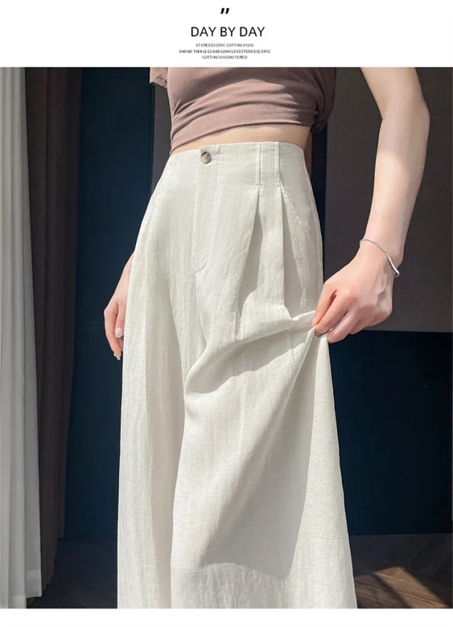 Women's Tencel Linen Wide - leg Pants 2025 New Detail