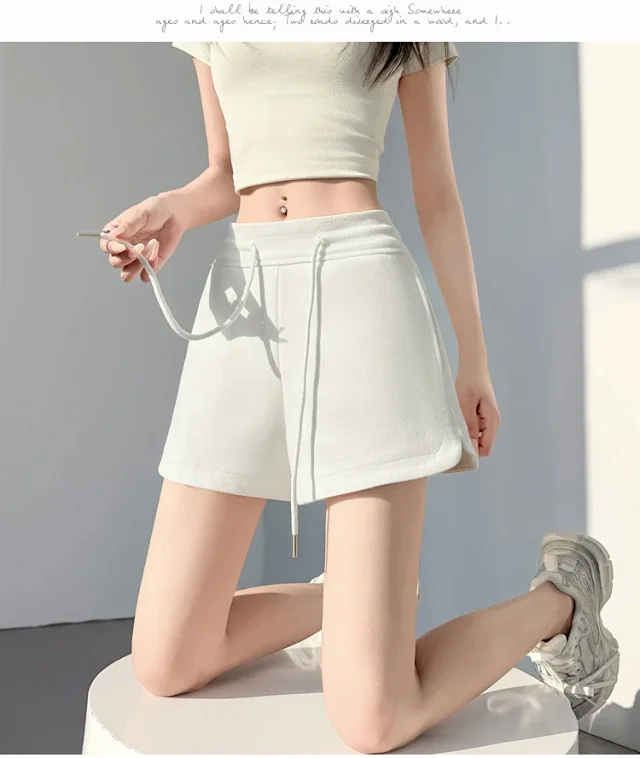 Women's Gray Sport Shorts 2025 Summer Detail
