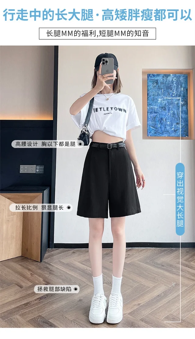 Japanese Retro Linen Suit Shorts for Women Detail