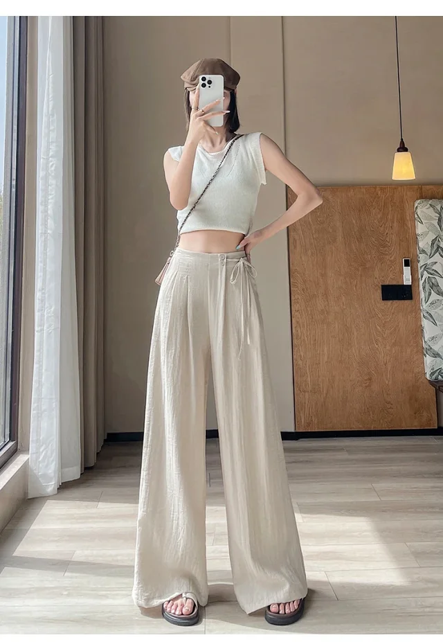 Women's Summer Linen Wide-leg Pants Detail
