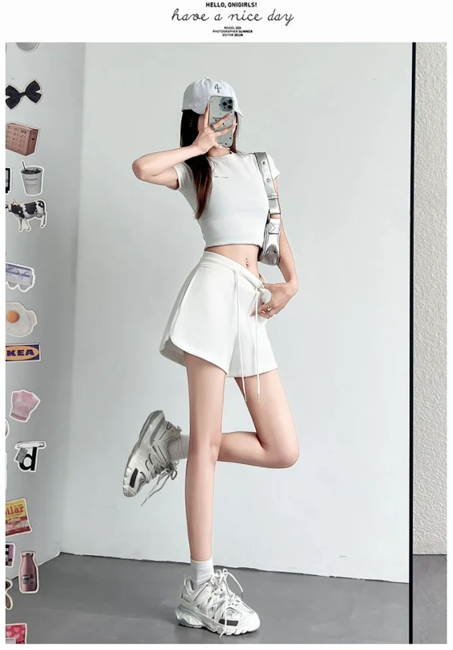 Women's Gray Sport Shorts 2025 Summer Detail