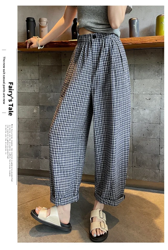 Premium Bubble Checkered Pants for Women Detail