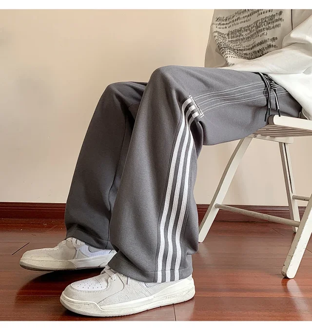 Japanese Oversize Men's Spring Retro Stripe Pants Detail