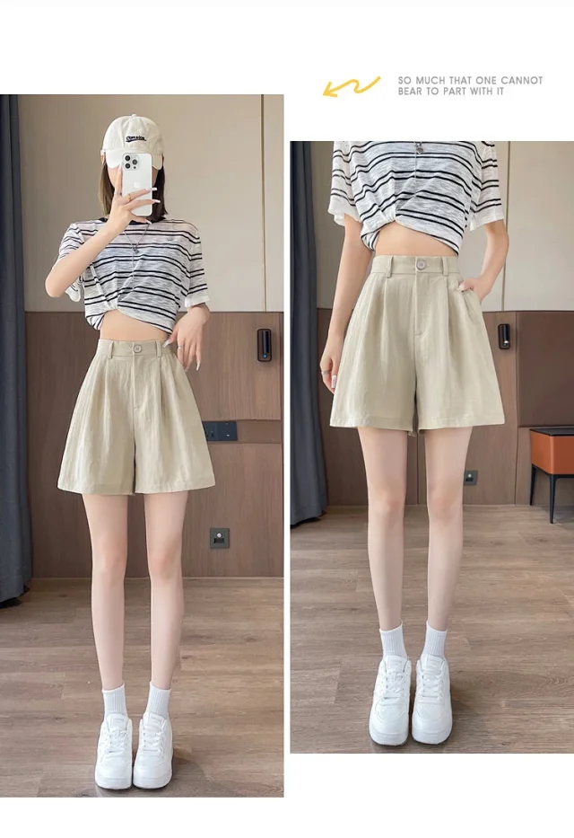 2025 Summer Ice Linen Wide-Leg Shorts for Women Detail