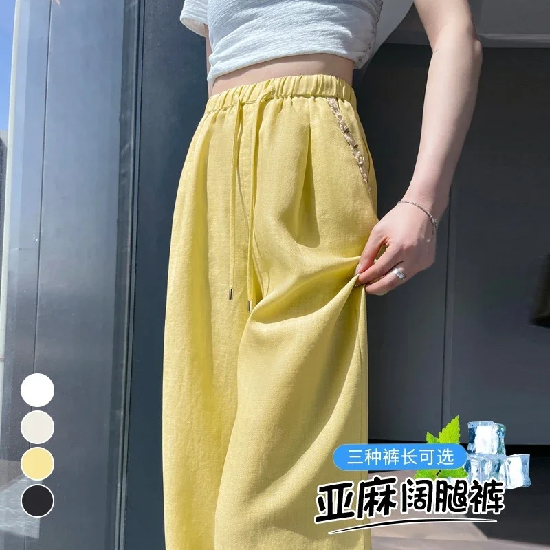 Women's Tencel Linen Wide-leg Pants