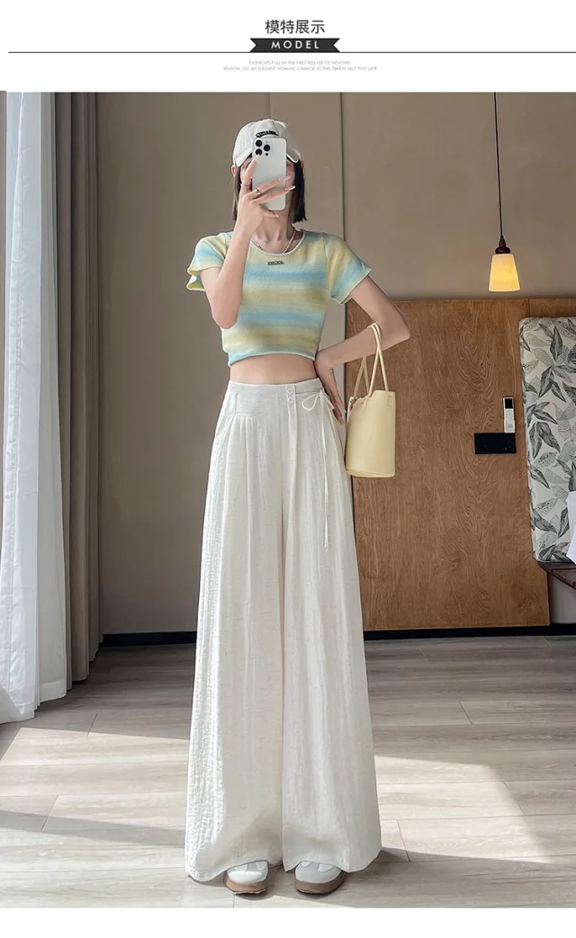 Women's Summer Linen Wide-leg Pants Detail