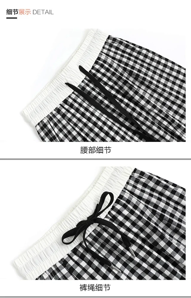 2025 Summer Thin High - waisted Retro Plaid Wide - leg Pants Detail