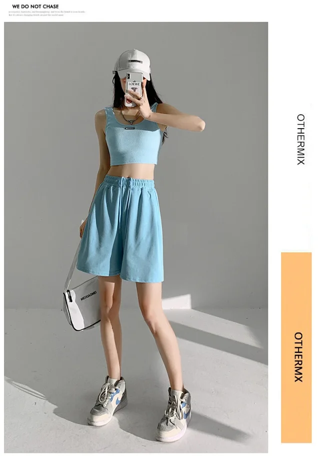 American Retro Wide-leg Casual Shorts Detail