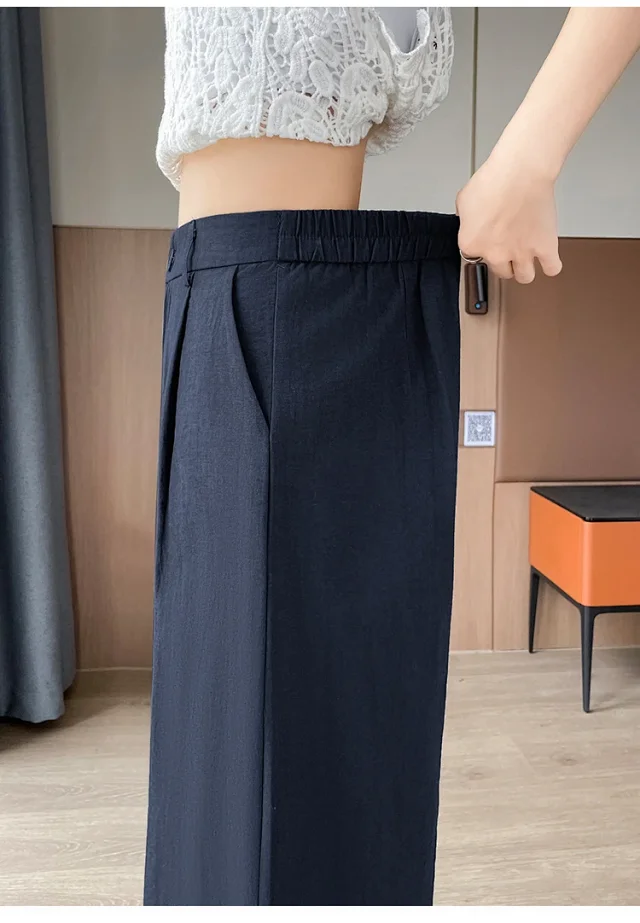 Women's Ice Silk Linen Hollow Wide-leg Pants Detail