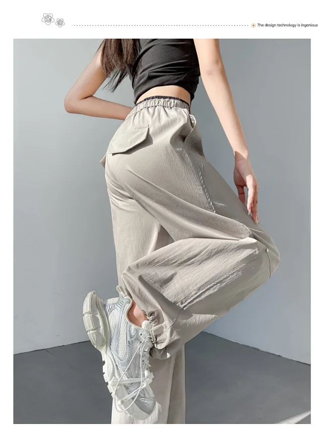 Colorful Dopamine Summer Cargo Pants for Women Detail
