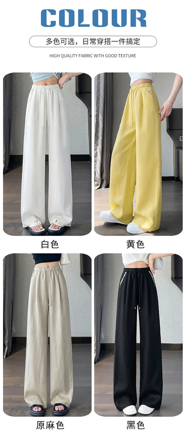 Women's Tencel Linen Wide-leg Pants Detail