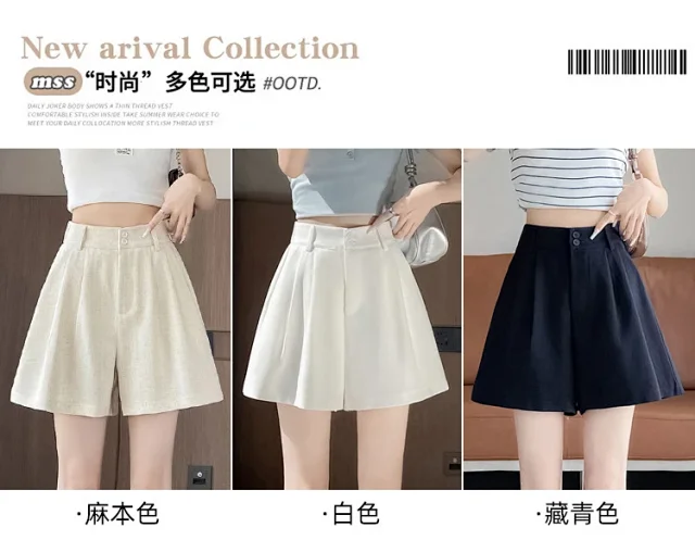 2025 Summer Women's Ice Silk Linen Shorts Detail