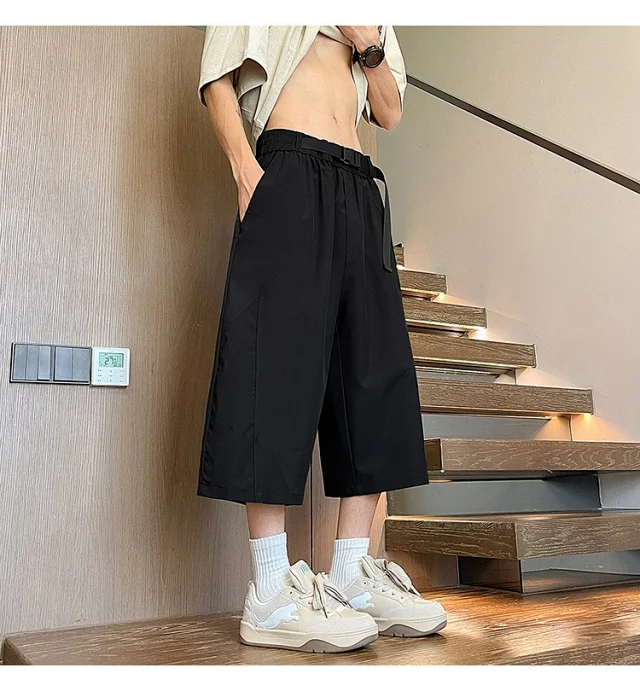 Men's Summer Mesh Pants with Belt Detail