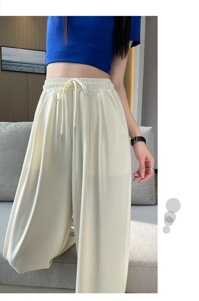 Women's Cupro Wide - Leg Pants 2025 Summer New Detail