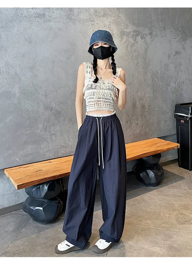 Summer Japanese Style Ice Silk Balloon Pants Detail
