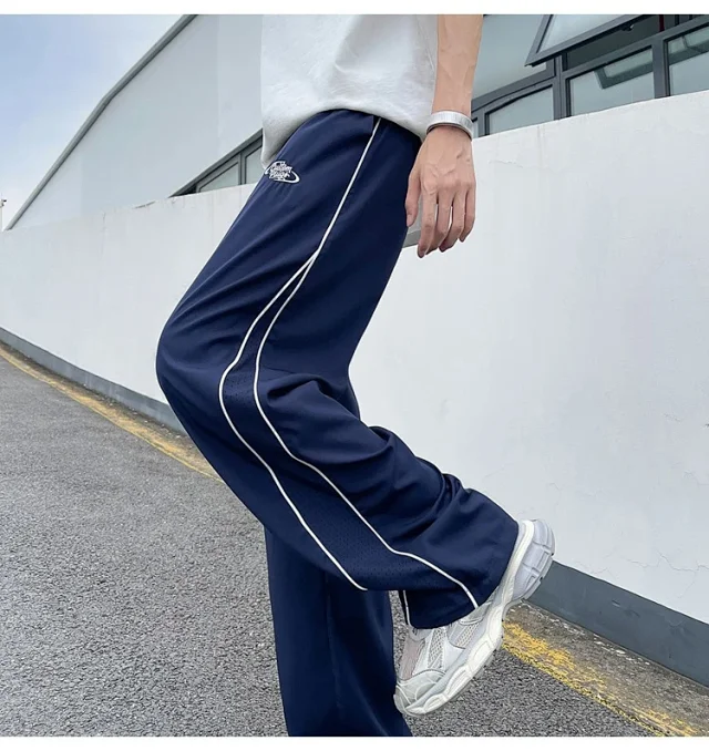 Men's Summer Laser-Punched Loose Ice Silk Trousers Detail