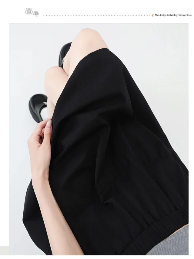 Navy High-Waist A-Line Skirt Detail