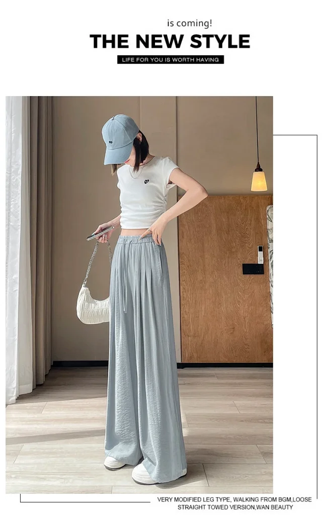Women's Summer Ice Silk WideLeg Pants Detail