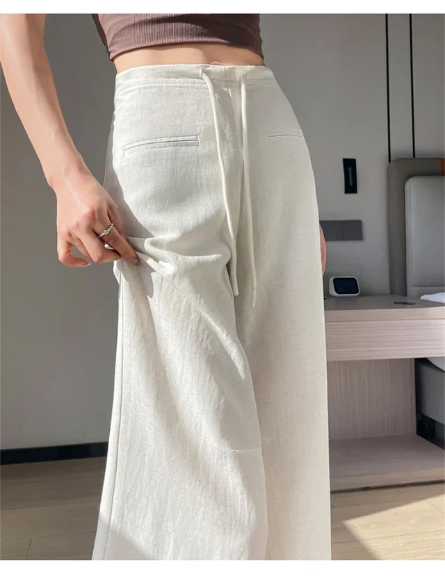 Lyocell Linen Straight Leg Pants for Women 2025 Summer Detail