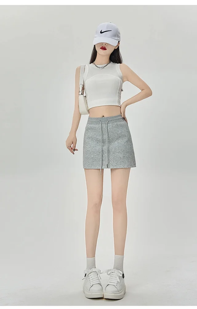 2025 Grey High - Waist A - Line Skirt for Women Detail