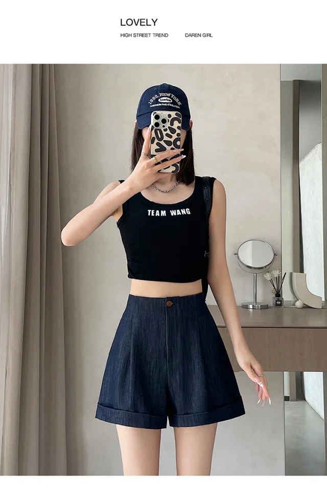 Summer New Women's Soft Tencel Denim Shorts Detail