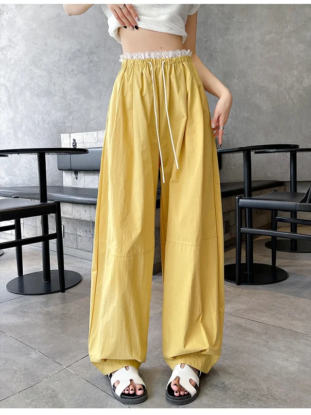 Summer Japanese Style Ice Silk Balloon Pants Detail