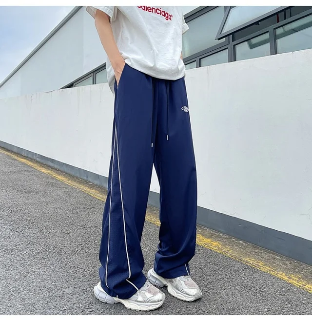 Men's Summer Laser-Punched Loose Ice Silk Trousers Detail