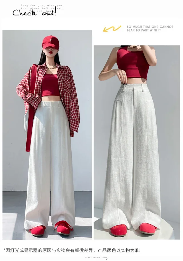 Linen Wide - Leg Pants for Women 2025 Detail