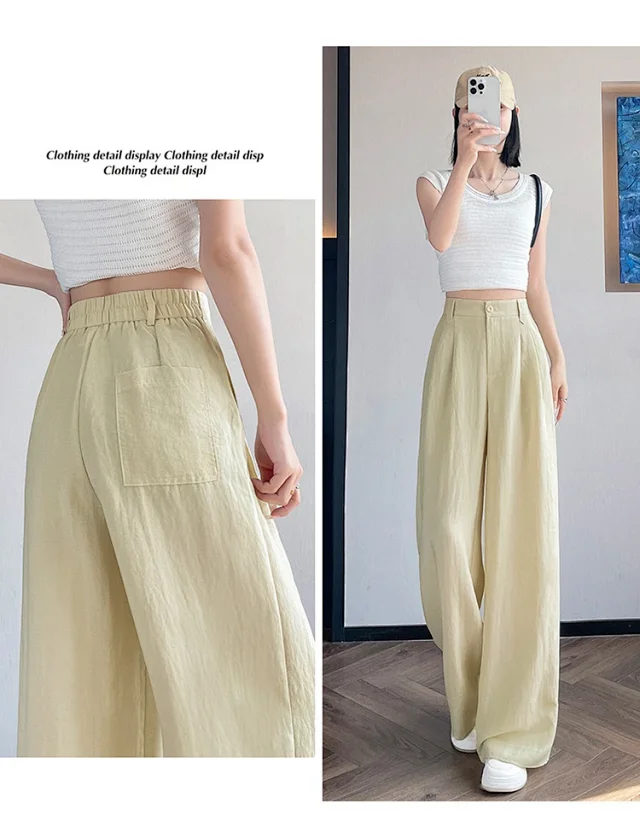 2025 Summer Korean Wide-leg Suit Pants for Women Detail