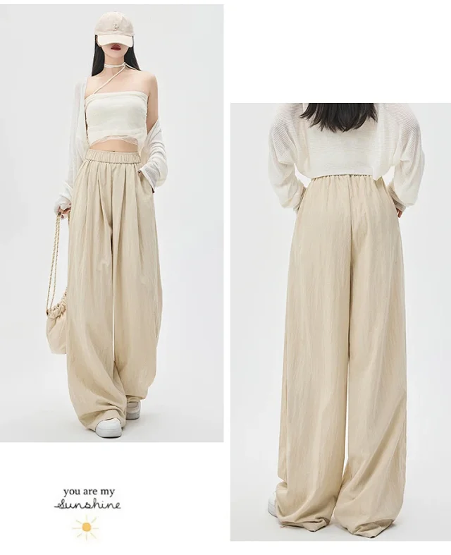 2025 Summer Textured Washed Cotton Wide-Leg Pants Detail