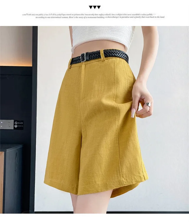 Japanese Retro Linen Suit Shorts for Women Detail