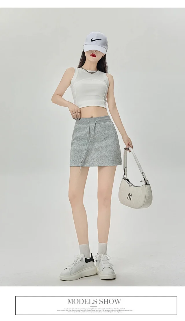 2025 Grey High - Waist A - Line Skirt for Women Detail