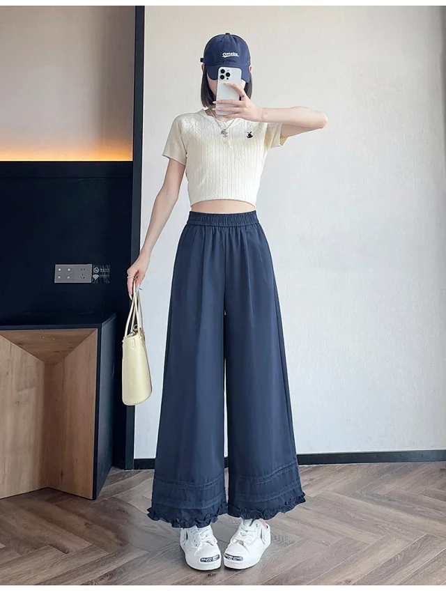 2025 Summer Lace Wide - Leg Capris for Women Detail