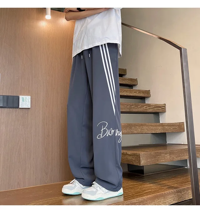Men's Summer Ice Silk Baggy Straight Leg Trousers Detail