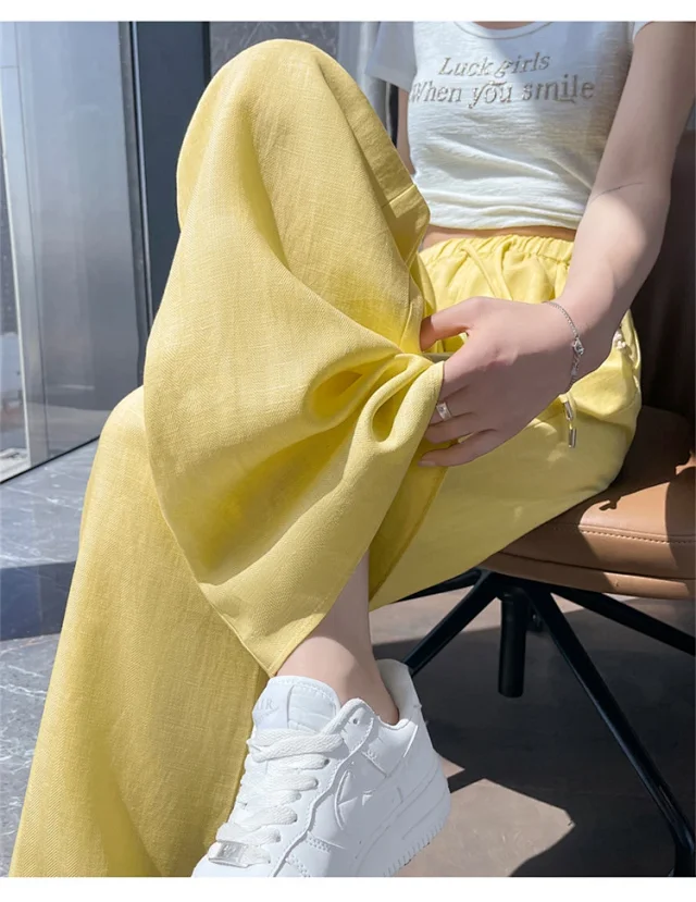 Women's Tencel Linen Wide-leg Pants Detail