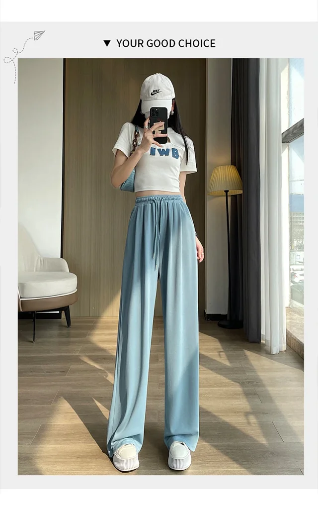 Women's Cupro Wide - Leg Pants 2025 Summer New Detail