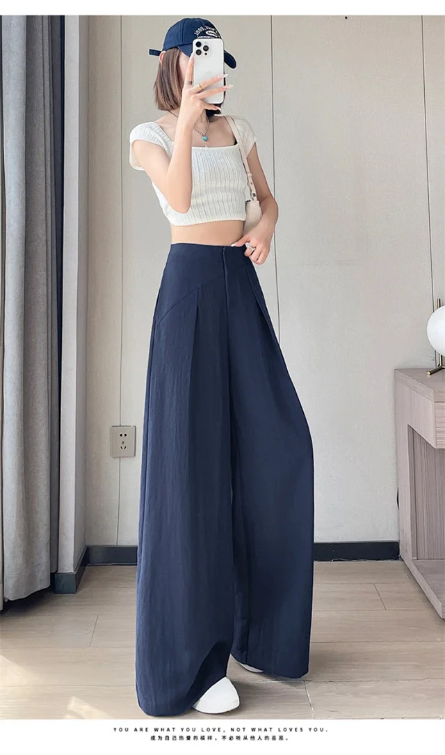 2025 Summer Women's Lenzing Tencel Linen Wide-leg Pants Detail