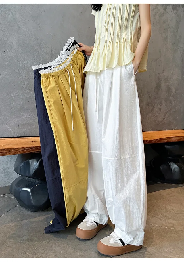 Summer Japanese Style Ice Silk Balloon Pants Detail