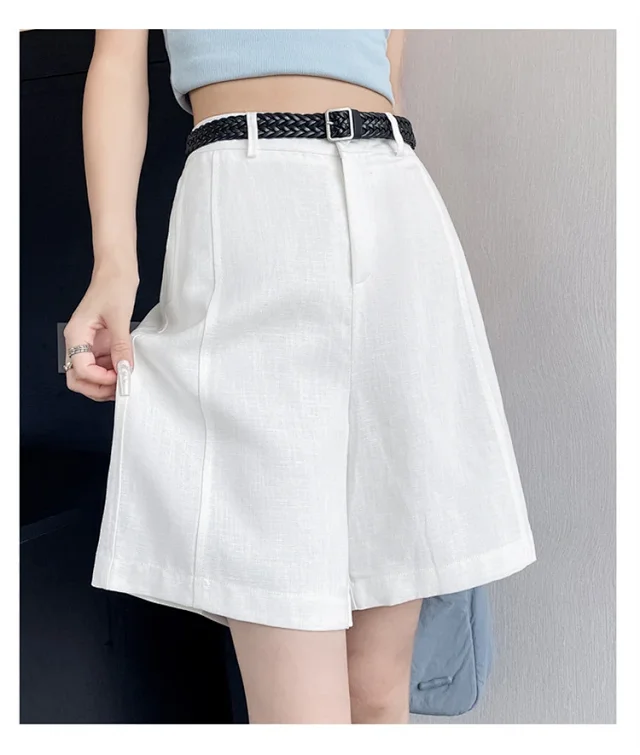Japanese Retro Linen Suit Shorts for Women Detail