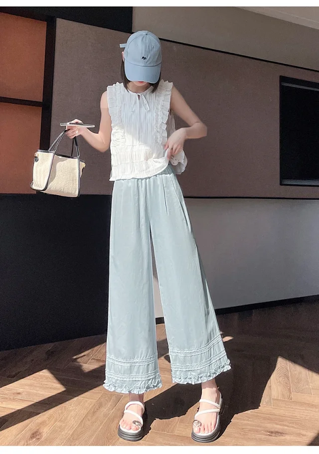 Women's Lace Crochet Wide-Leg Capris 2025 Summer Detail