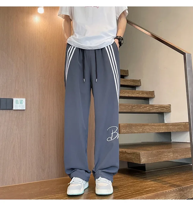 Men's Summer Ice Silk Baggy Straight Leg Trousers Detail