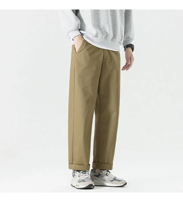 Autumn Men's Retro Japanese Straight Cargo Pants Detail