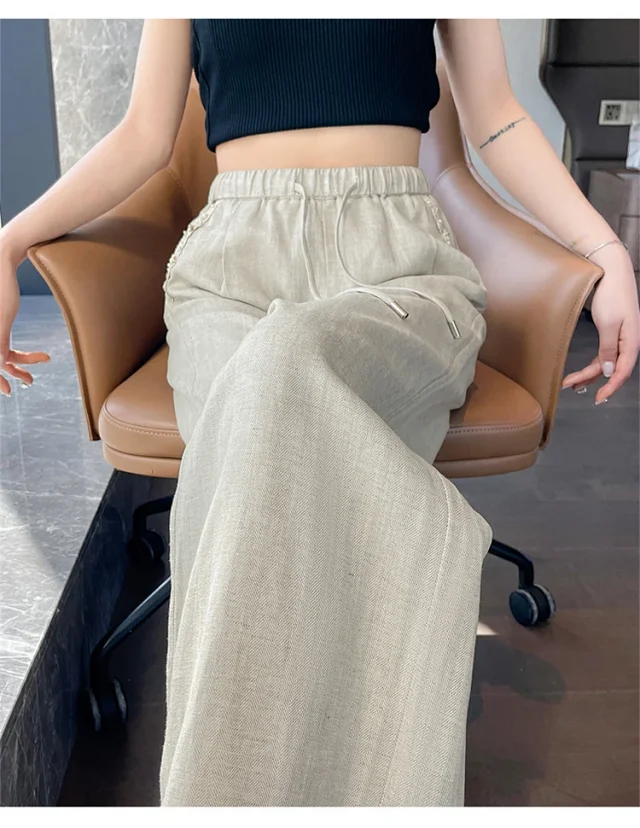 Women's Tencel Linen Wide-leg Pants Detail