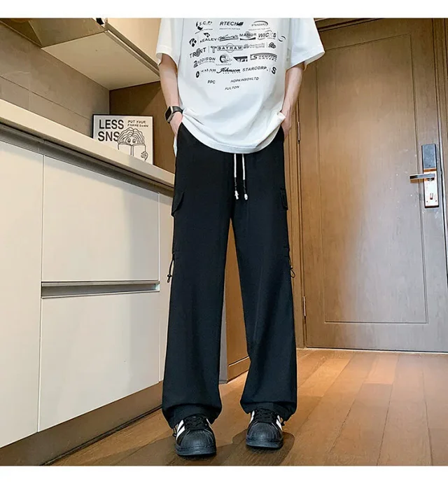 Maroon Quick - Dry Ice Silk Men's Summer Cargo Pants Detail