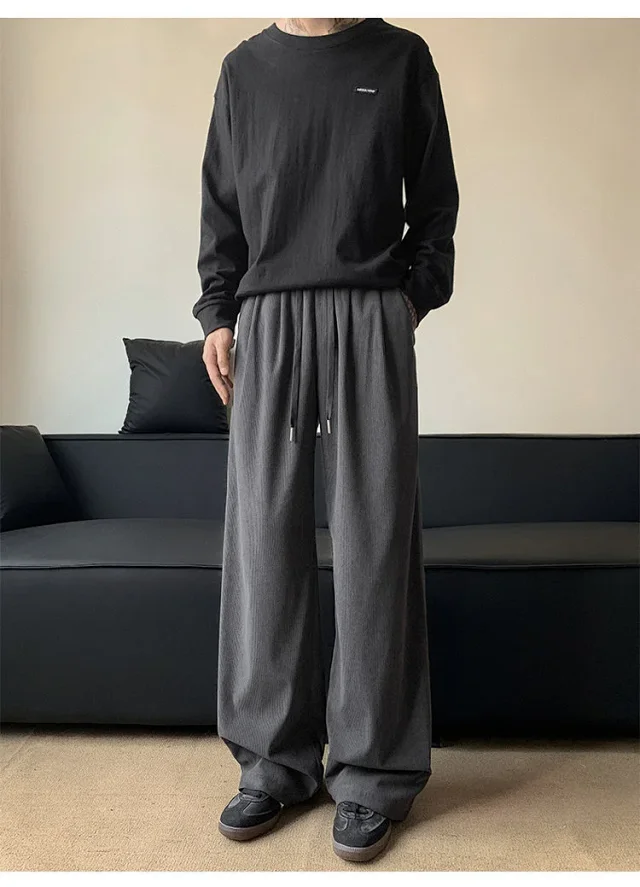 Khaki Wide-Leg Sport Pants Detail