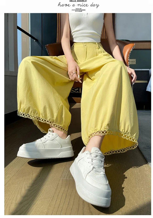 Ice Silk Lace Lantern Pants Detail