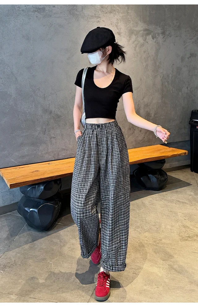 Premium Bubble Checkered Pants for Women Detail
